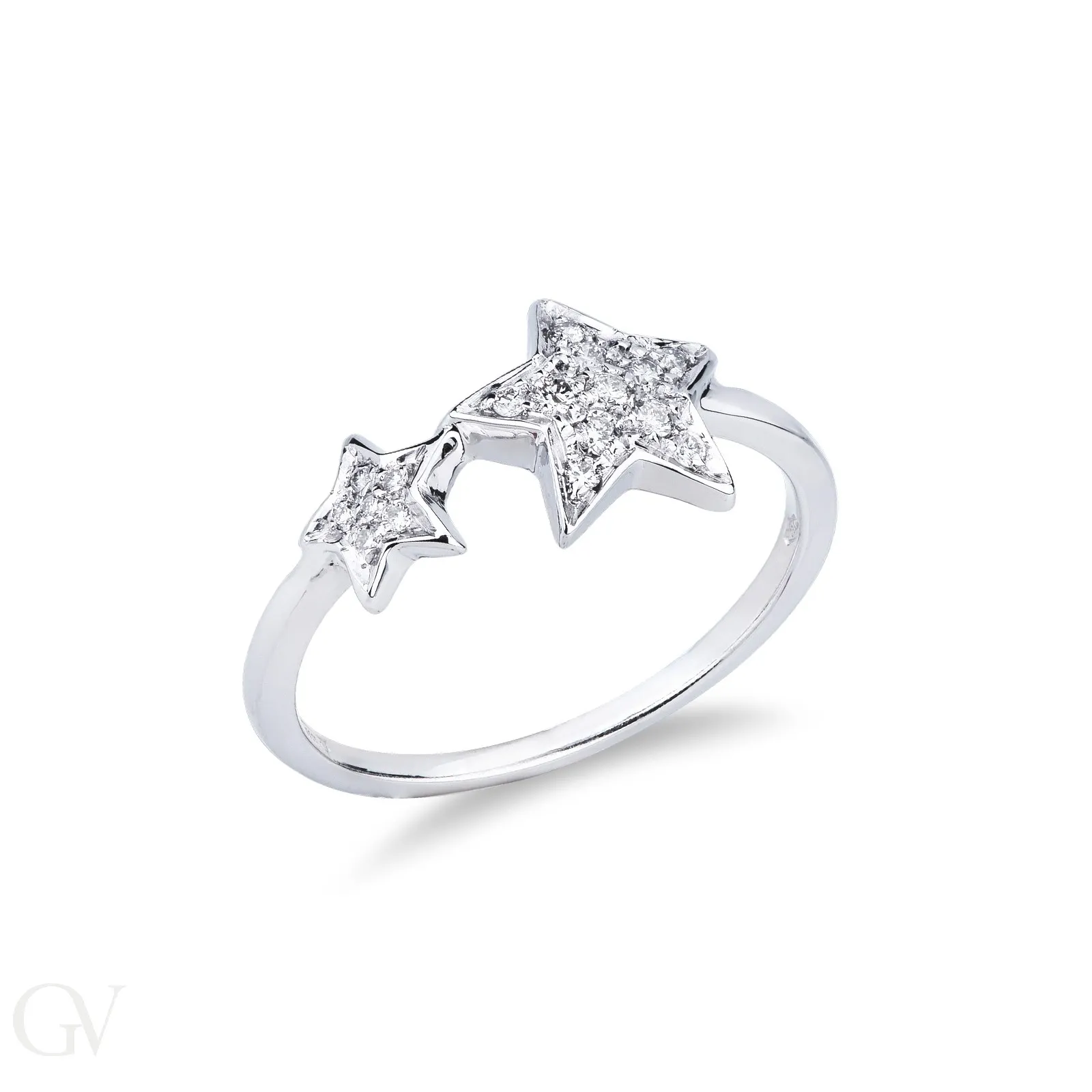 Anello in oro bianco 18k con Stelle in diamanti