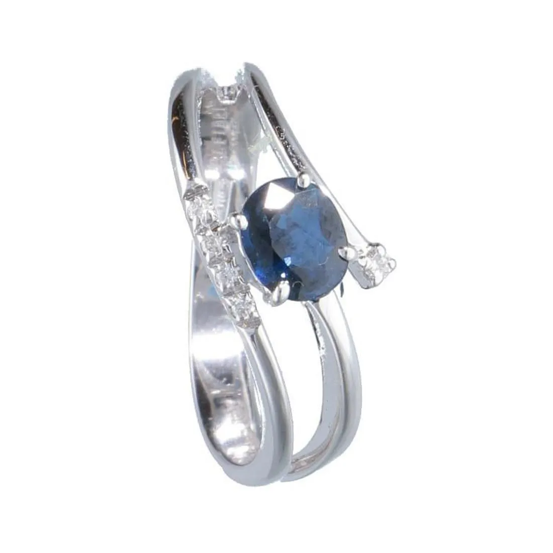 Anello in oro bianco con zaffiro e diamanti mis 13