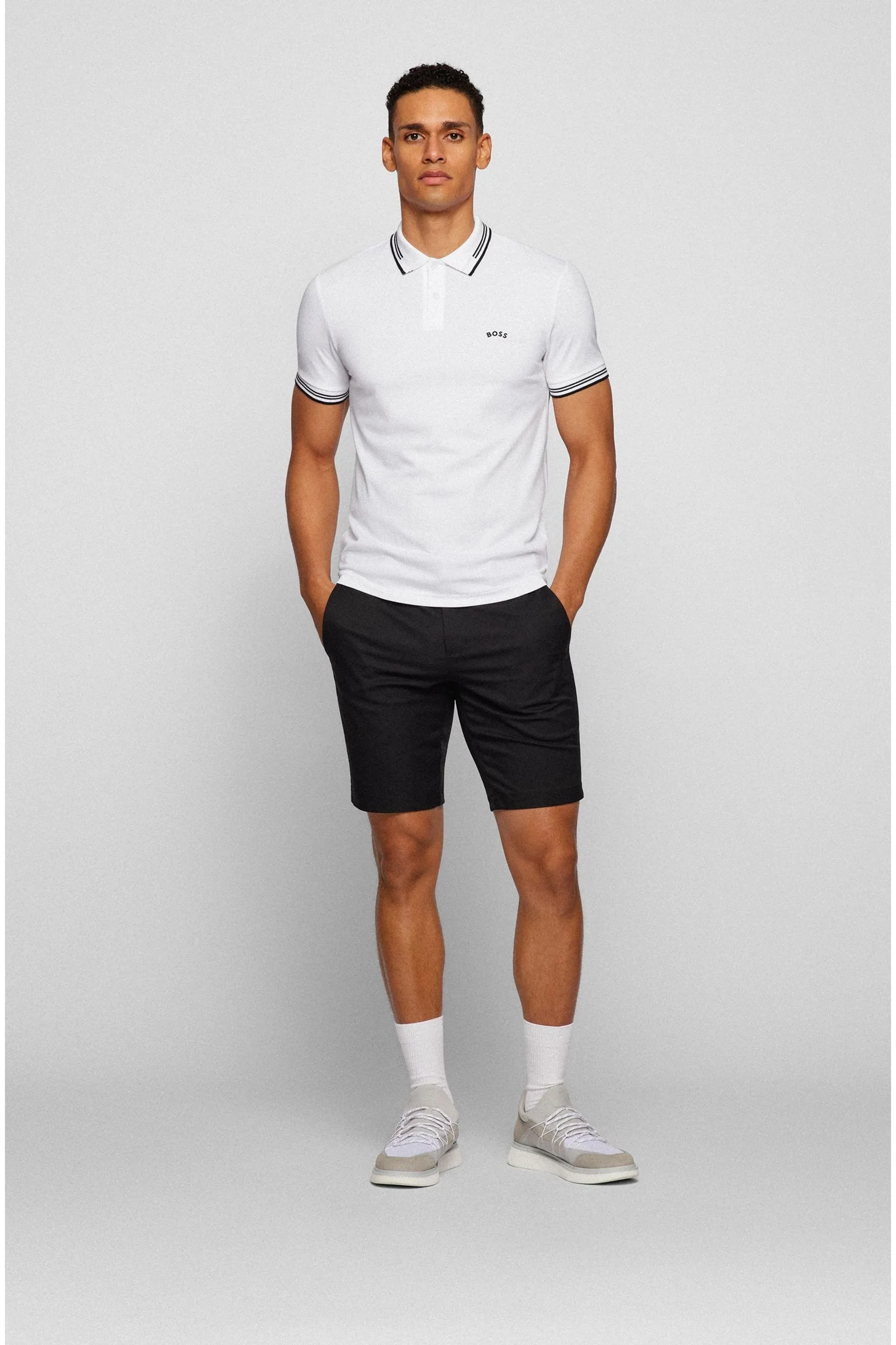 BOSS - Polo Vestibilità attillata / Slim in cotone elasticizzato con bordi a contrasto    