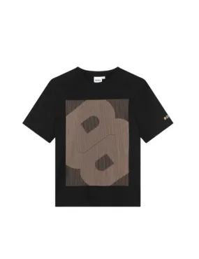 BOSS     T-shirt nera con stampa gommata Boss