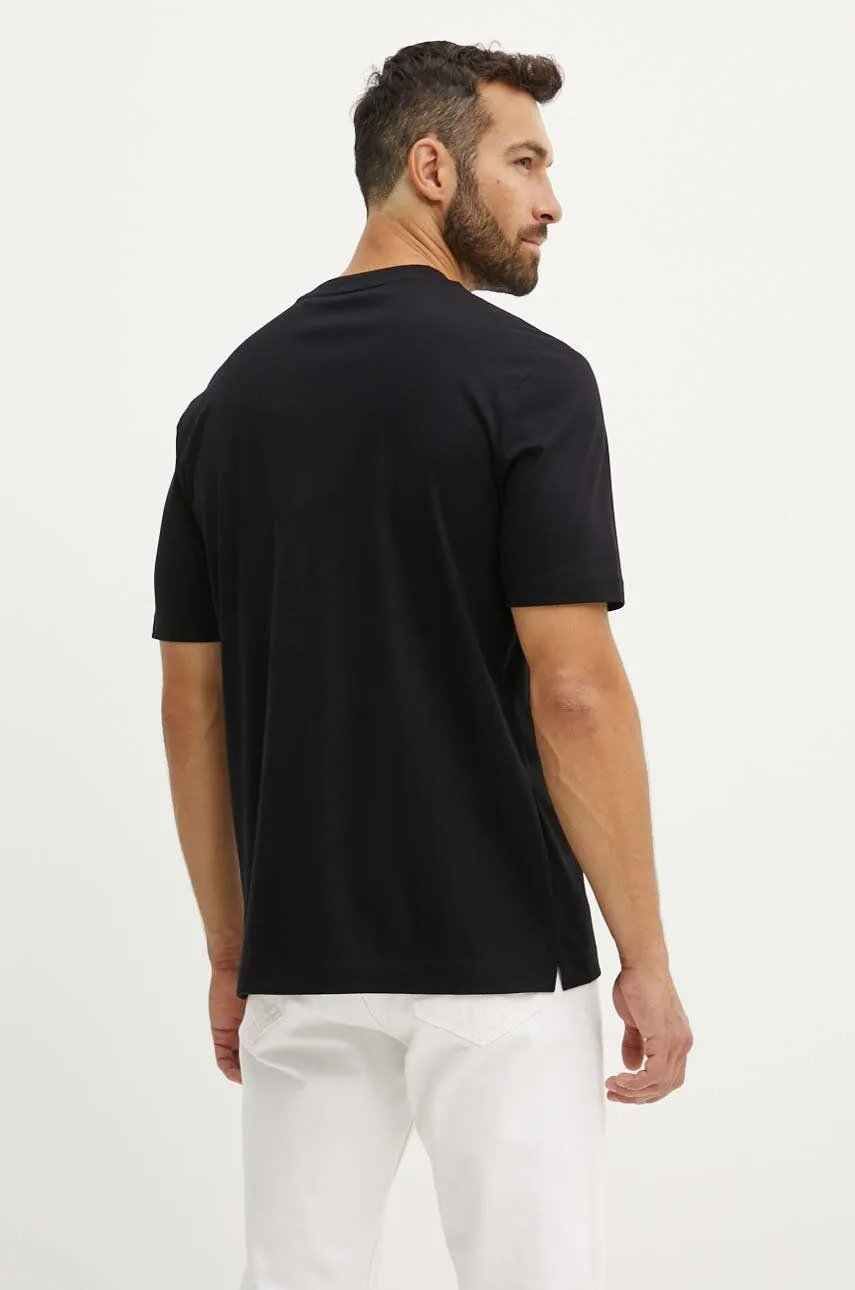 Boss T-Shirt Taut Nera con Logo Metallizato