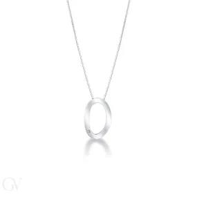 Collana lettera O in oro bianco 18k con diamante