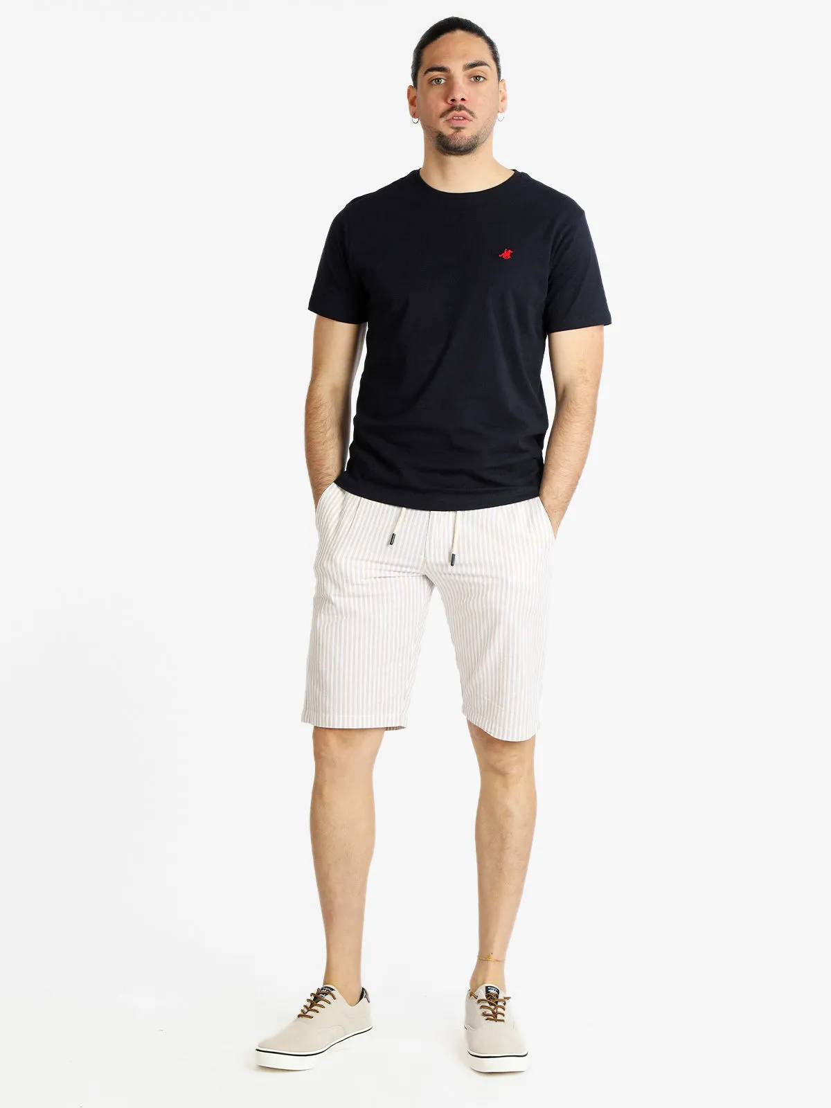 Guy Bermuda homme en coton rayé avec cordon de serrage