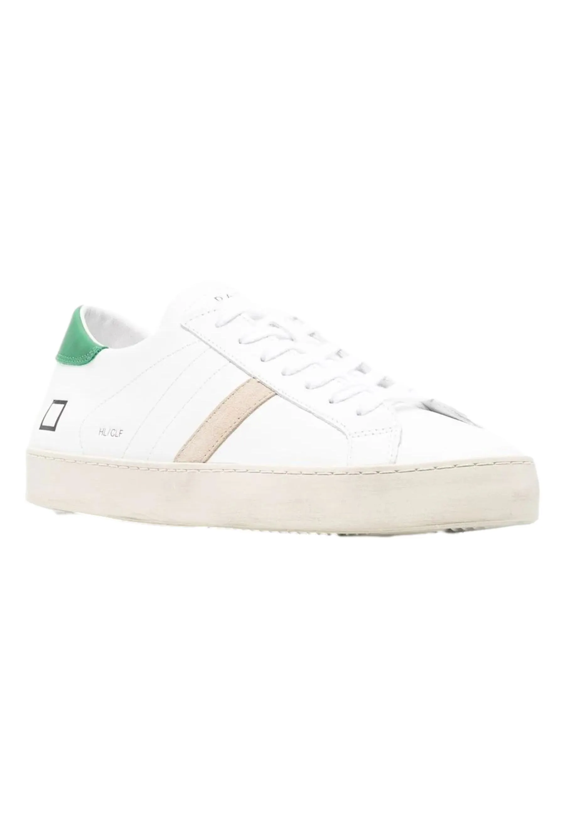 HILL LOW CALF WHITE-GREEN SNEAKERS D.A.T.E.