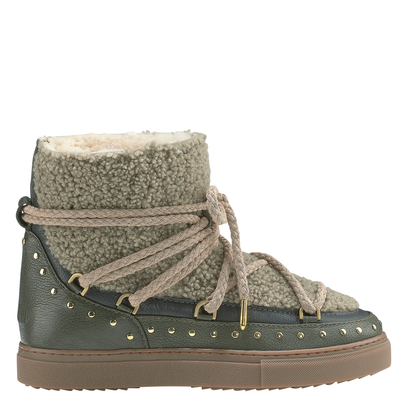  INUIKII   CURLY ROCK - Stivali imbottiti bimateriali con borchie | Verde