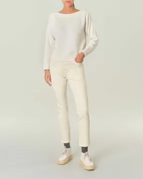 Jeans cinque tasche bianchi vestibilità skinny in bull di misto cotone stretch Linea MONOCHROME