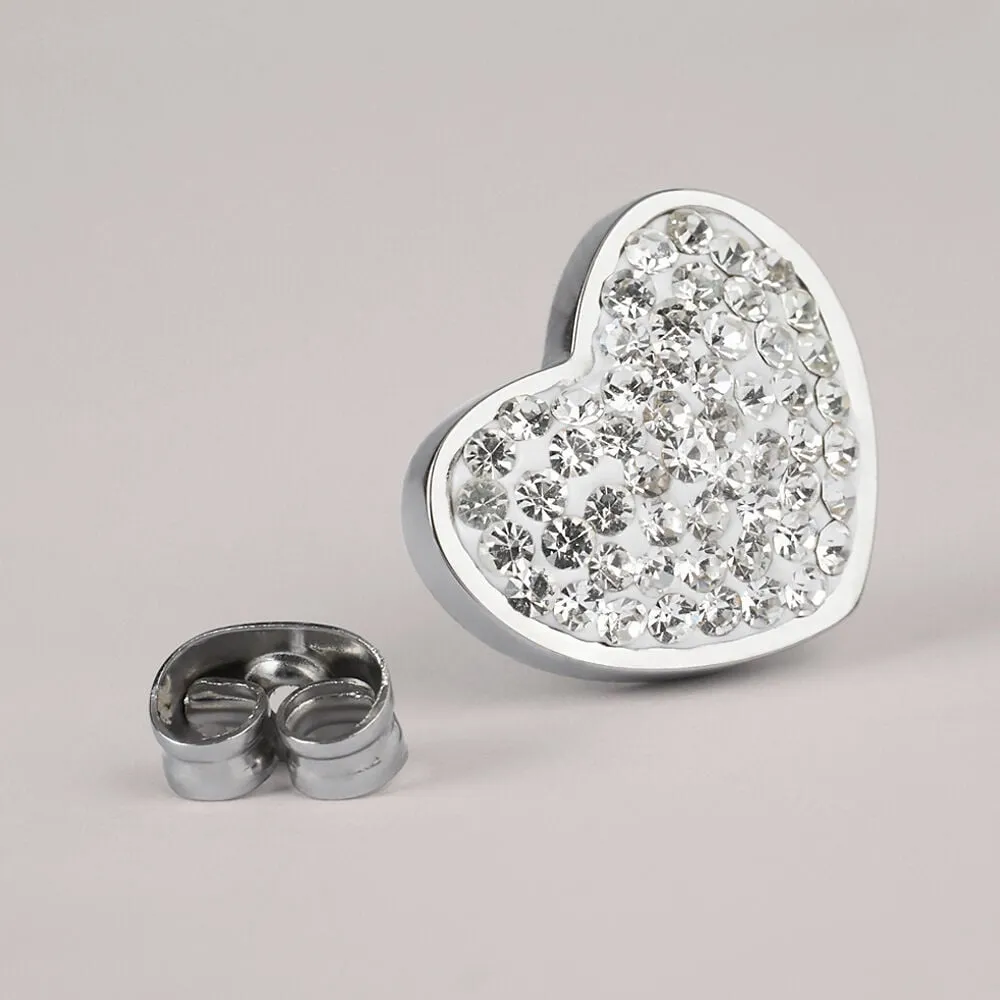 Orecchini Lobo Cuore Lady Phantasya Acciaio Cristallo Bianco 1670605