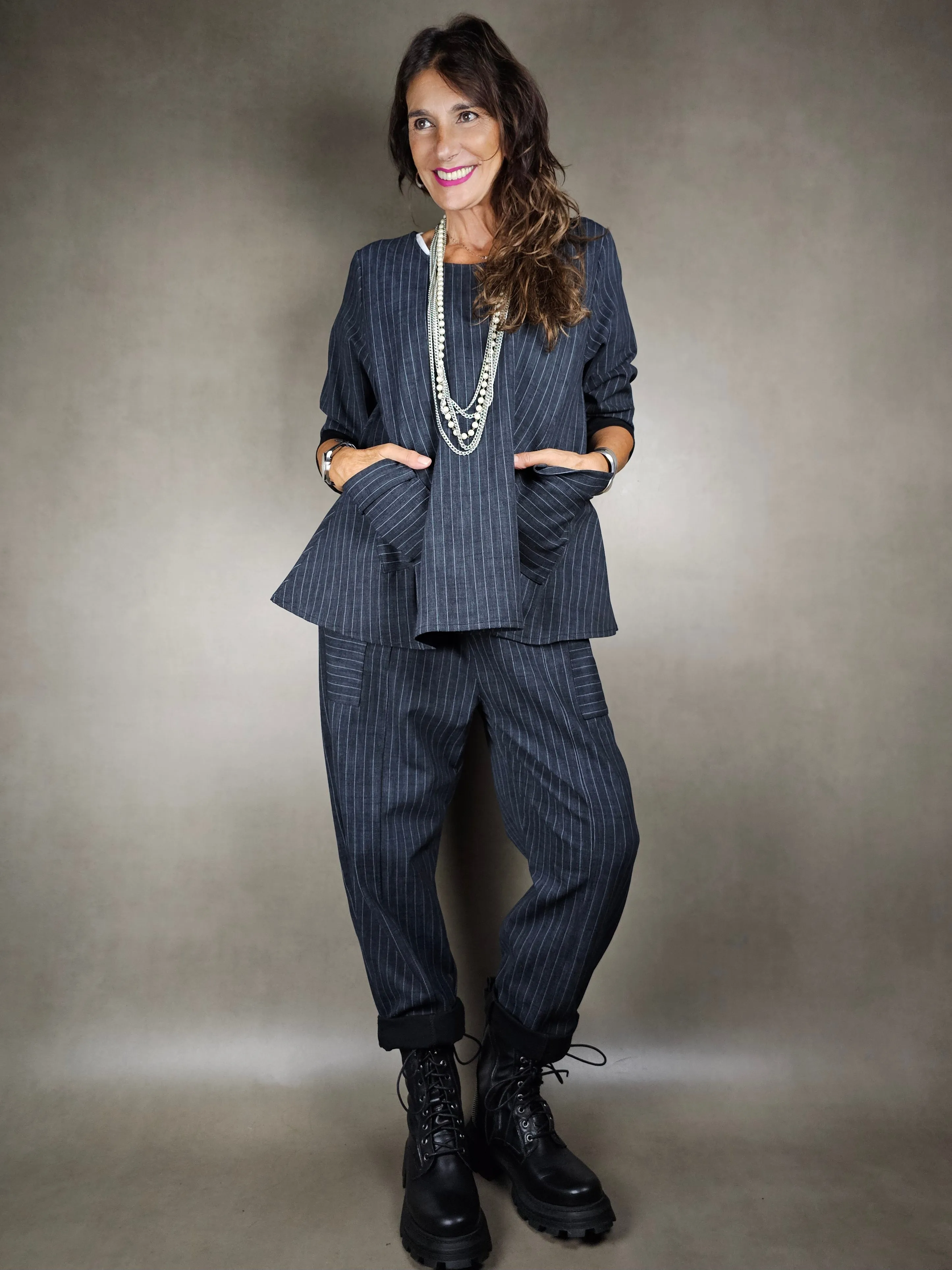 pantalone gessato over elastam 65vi30pa5