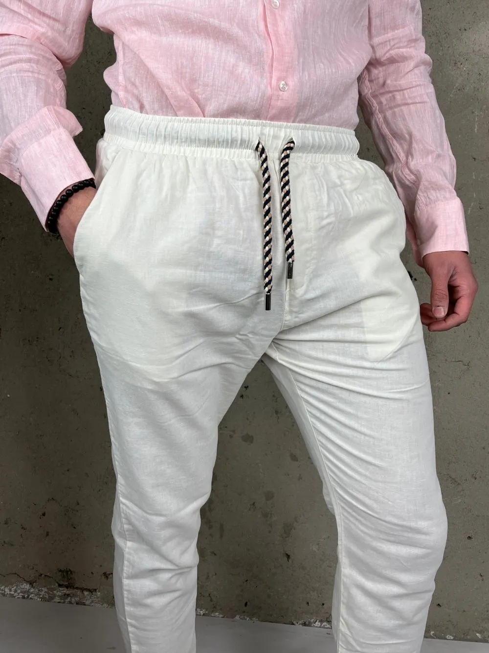 Pantalone in lino coulisse