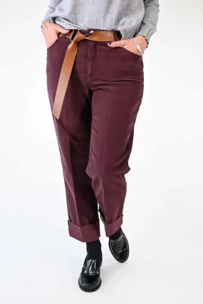 PANTALONE MANDY VELLUTO 2000 RIGHE RUBINO