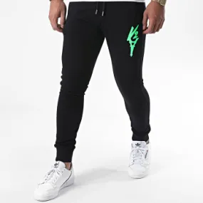 Pantaloni da jogging con logo verde fluo nero