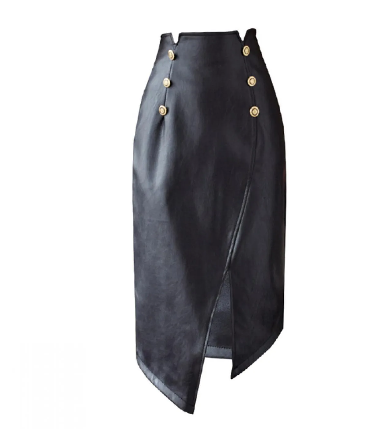 Seoulish Irregular Faux Pu Leather Womens Wrap Skirts 2022 New Autumn Winter High Waist Straight Office Pencil Skirts F