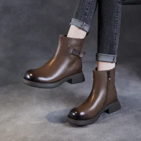 Stivali casual da donna in stile minimalista in pelle di vacchetta retrò