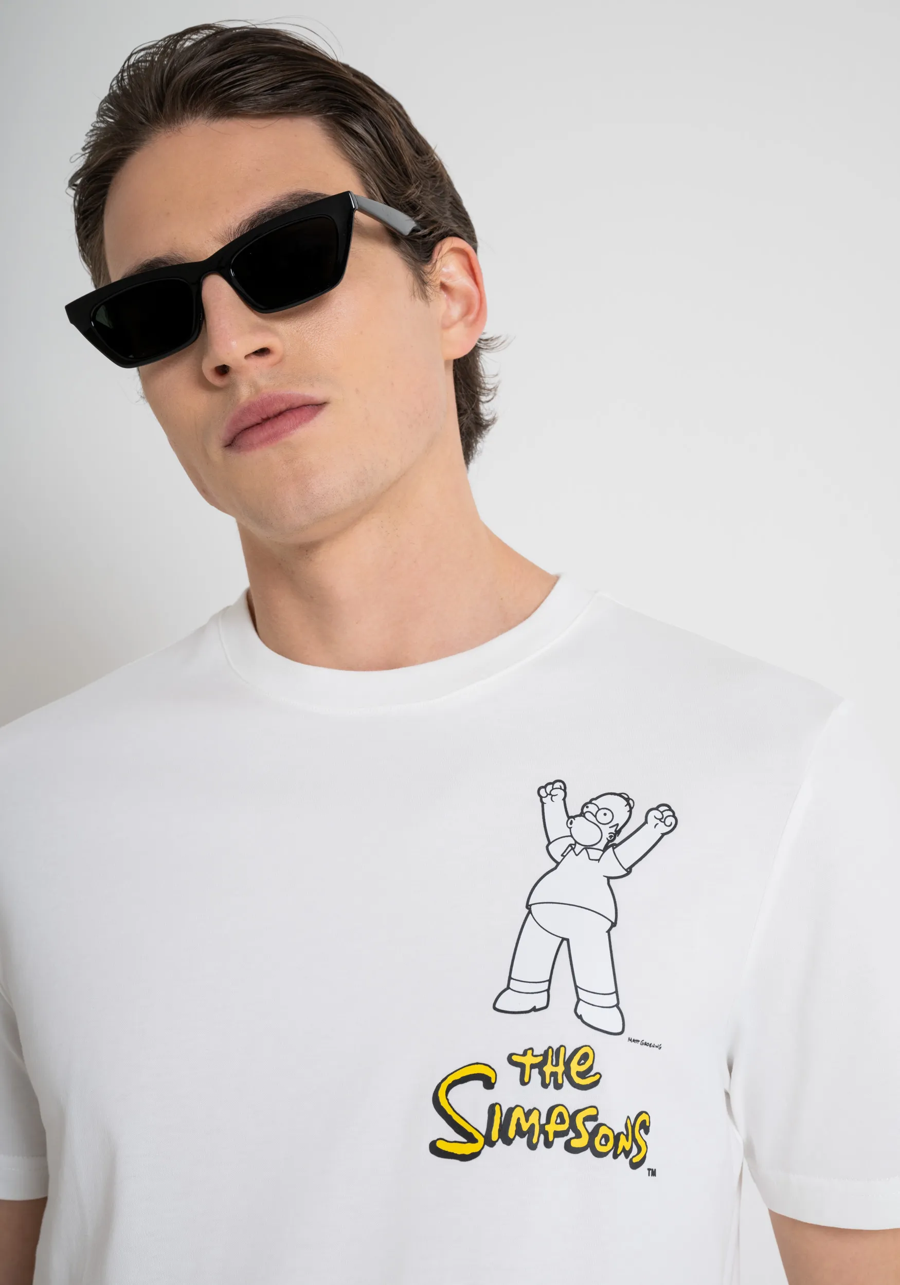 T-SHIRT REGULAR FIT IN JERSEY DI COTONE CON STAMPA “THE SIMPSON” MATT PLASTIC GOMMATA
