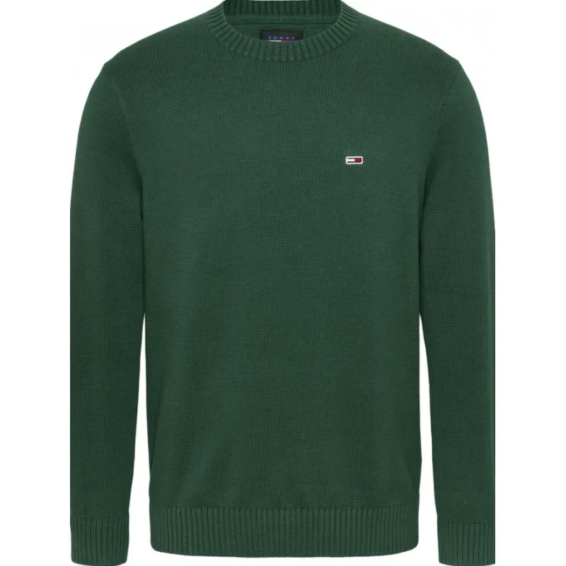 Tommy Jeans Tjm Slim Ess C-Neck Swtr Court Grn Maglia Cotone Giro Verde Uomo