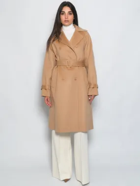 Trench Doppiopetto in Lana Beige
