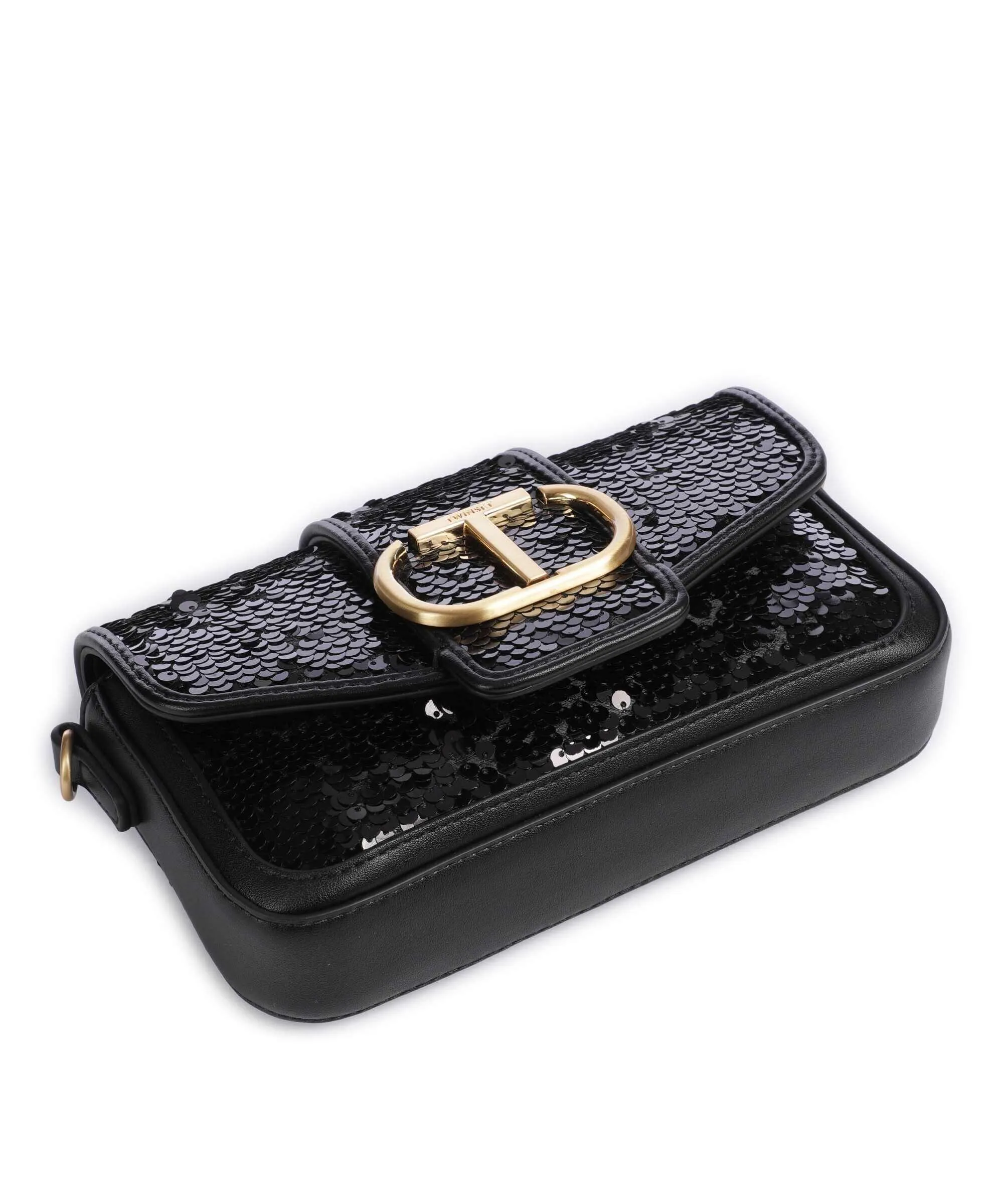  Twinset Amie Sparkling Borsa a spalla pelle sintetica, poliestere nero  
