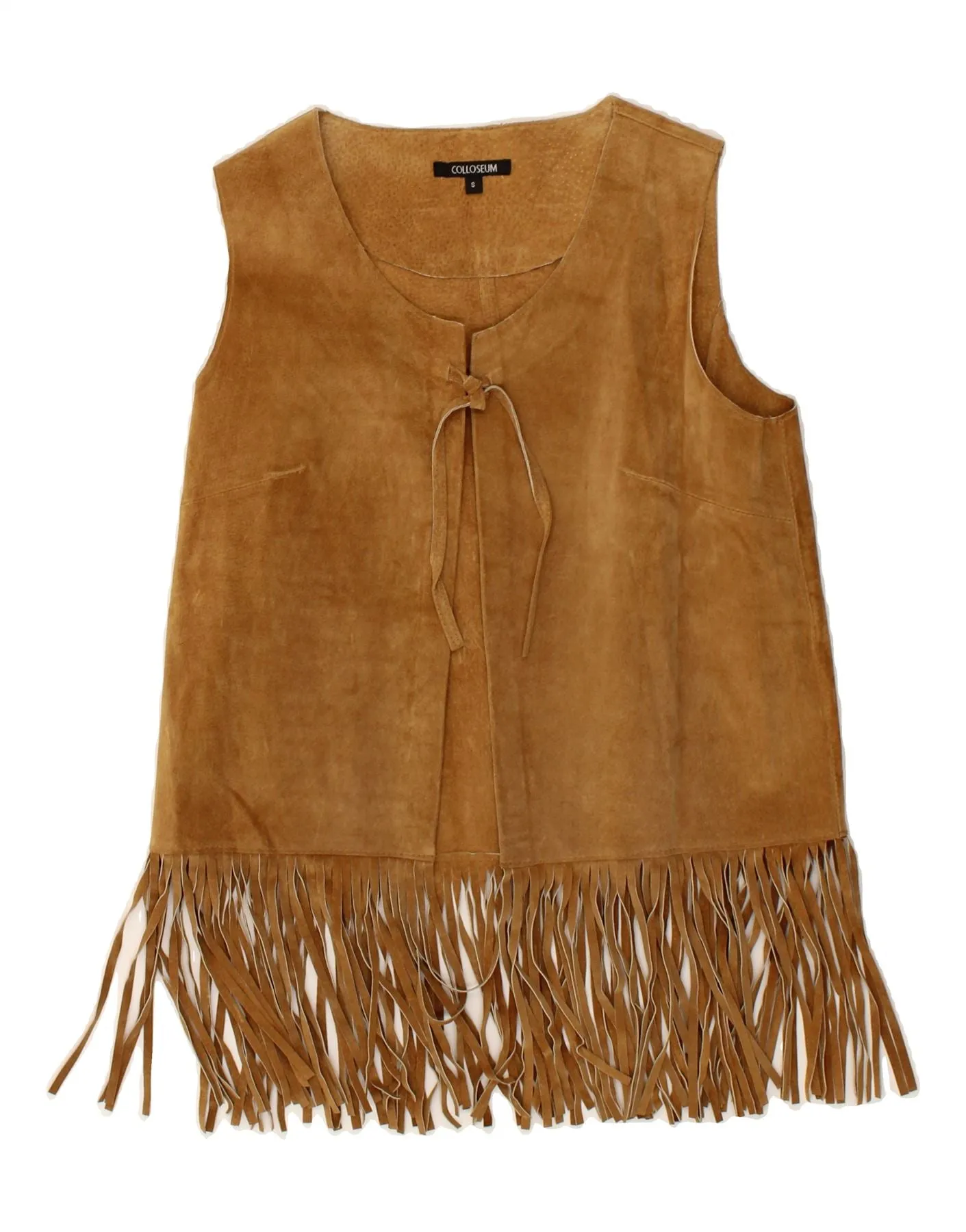 VINTAGE Womens Suede Gilet UK 10 Small Brown Leather