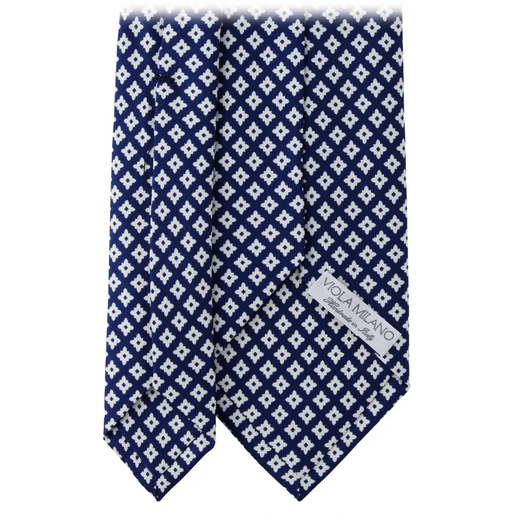 Viola Milano - Cravatta in Seta a Forma di Cubo Quadrato - Navy - Handmade in Italy - Luxury Exclusive Collection